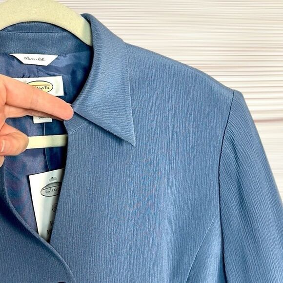 NWT Talbots Silk Blue Blazer Jacket Lined V-neck size 16 Vintage Excellent - Picture 5 of 12